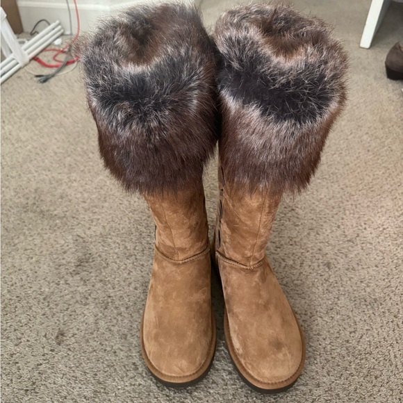 🆕 UGG Rosana tall chestnut fur boots - Picture 2 of 9